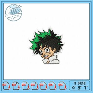 Cute Green Hair Anime Character Embroidery Design