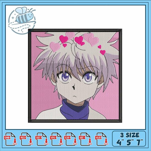 Cute Heart Embroidery Design for Anime Lovers 4×5 7 Inches