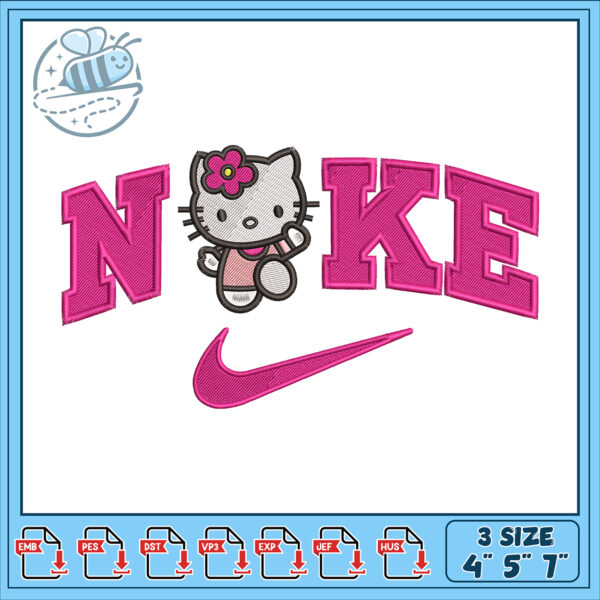 Cute Hello Kitty Nike Embroidery Design Bundle