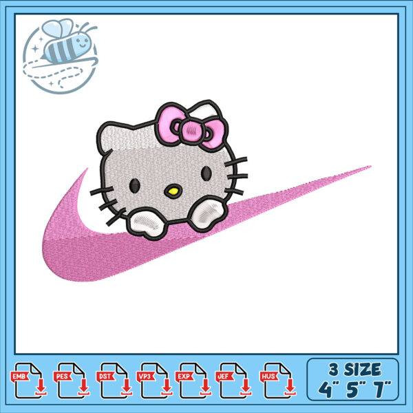 Cute Hello Kitty Nike Embroidery Design Download