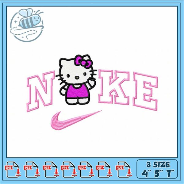 Cute Hello Kitty Nike Embroidery Design for Crafts
