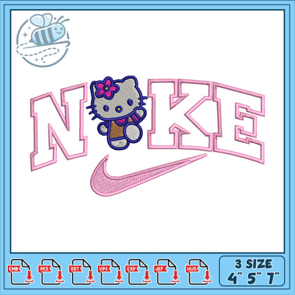 Cute Hello Kitty Nike Style Embroidery Design File