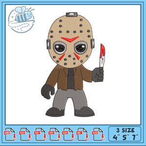 Cute Jason Voorhees Embroidery Design in Three Sizes