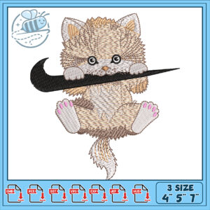 Cute Kitten Embroidery Design 4x5x7 Inch