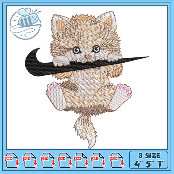 Cute Kitten Embroidery Design 4x5x7 Inch