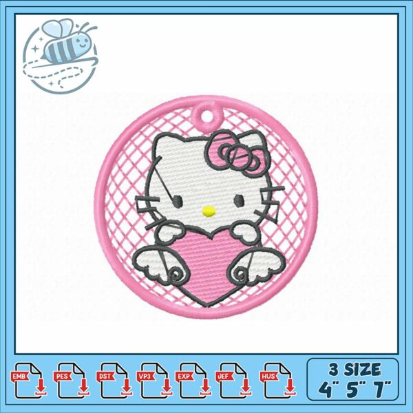 Cute Kitty Heart Embroidery Design for Crafting