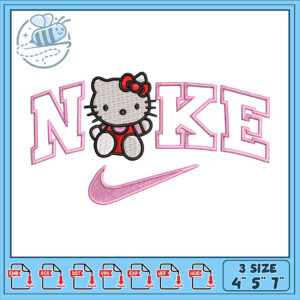 Cute Kitty Nike Embroidery Design for Sewing Use