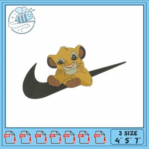 Cute Lion Embroidery Design for Kids Apparel Sets