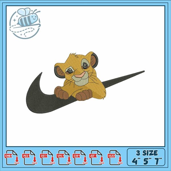 Cute Lion Embroidery Design for Kids Apparel Sets