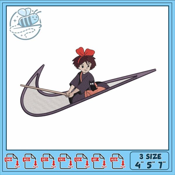 Cute Little Girl on Boat Embroidery Design File