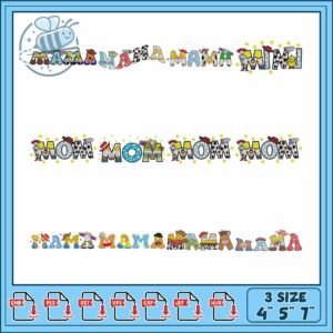 Cute Mama and Mom Embroidery Designs Bundle