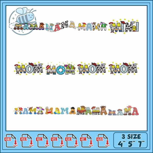 Cute Mama and Mom Embroidery Designs Bundle