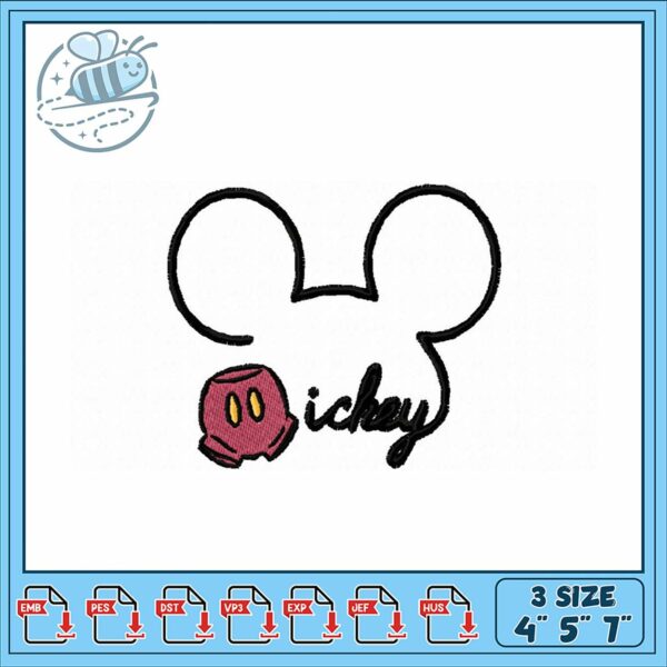 Cute Mickey Mouse Embroidery Design for All Crafts
