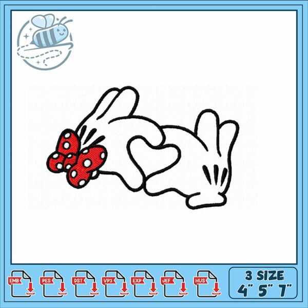 Cute Mickey Mouse Gloves Embroidery Design Bundle
