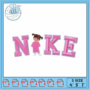 Cute Nike Embroidery Design with Girl Character