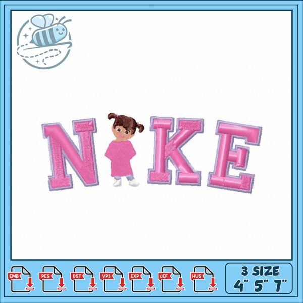 Cute Nike Embroidery Design with Girl Character
