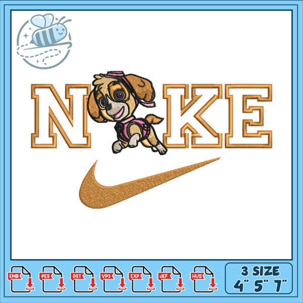 Cute Puppy Nike Embroidery Design for All Sizes