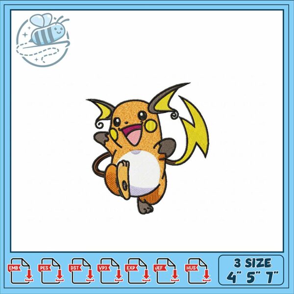 Cute Raichu Embroidery Design for All Projects