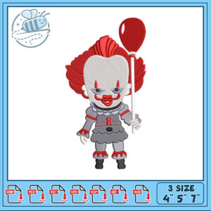 Cute Scary Clown Embroidery Design for All Projects