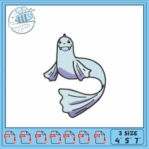 Cute Sea Monster Embroidery Design in Three Sizes