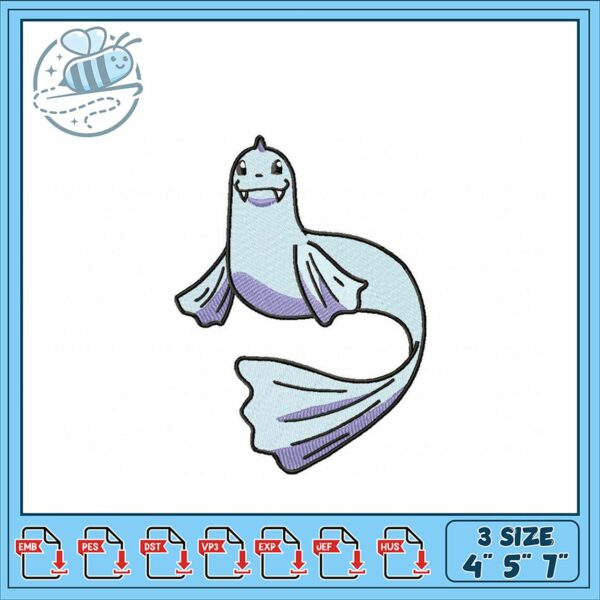 Cute Sea Monster Embroidery Design in Three Sizes