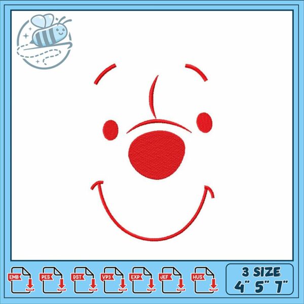 Cute Smiling Face Embroidery Design in Three Sizes