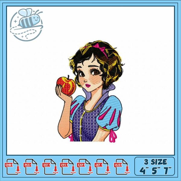 Cute Snow White Embroidery Design for Creative Projects