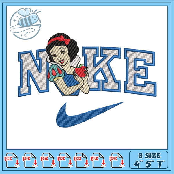 Cute Snow White Nike Embroidery Design Download