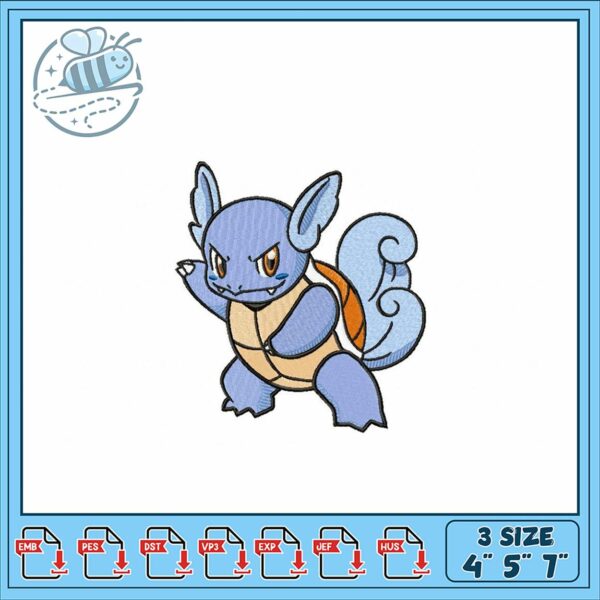Cute Squirtle Embroidery Design in Three Sizes