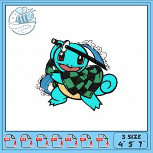 Cute Squirtle Samurai Embroidery Design Download