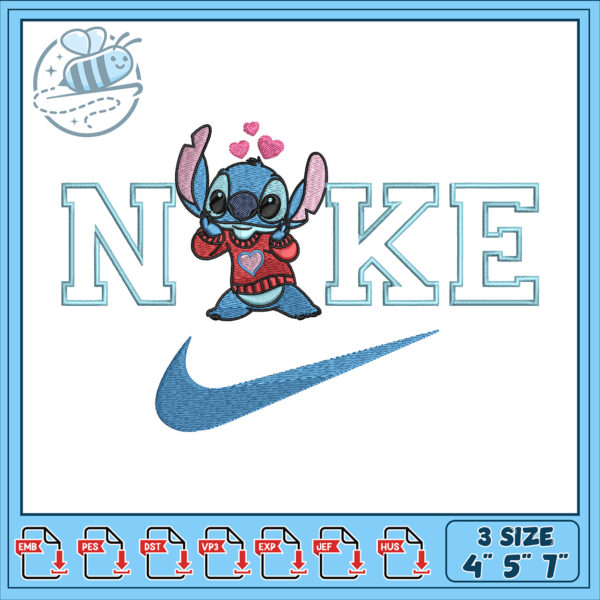 Cute Stitch Design of Alien Character with Hearts