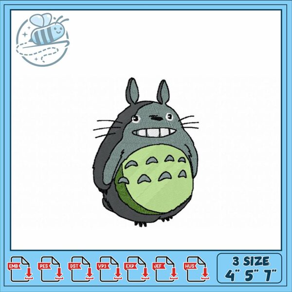 Cute Totoro Embroidery Design for All Projects 4×5 7