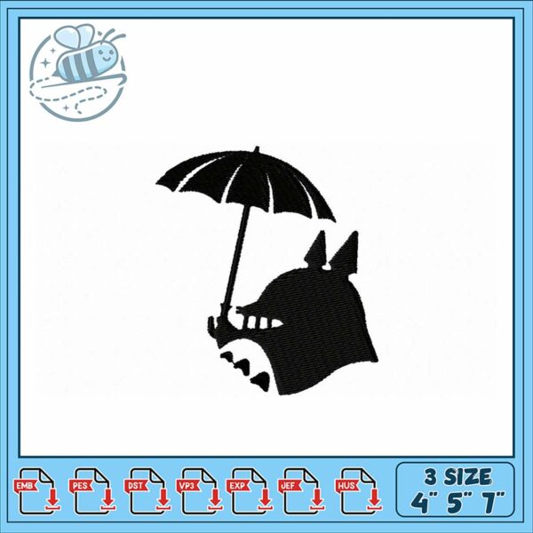 Cute Umbrella Animal Embroidery Design Downloadable Files