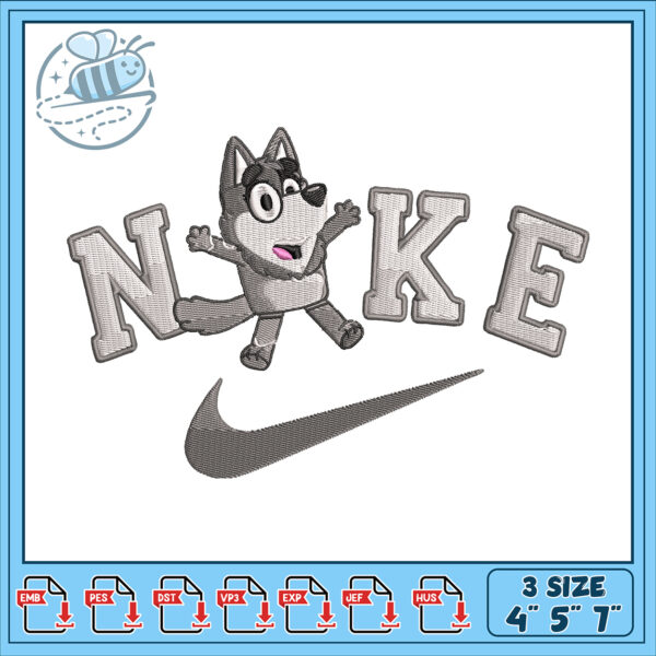 Cute Wolf Nike Embroidery Design