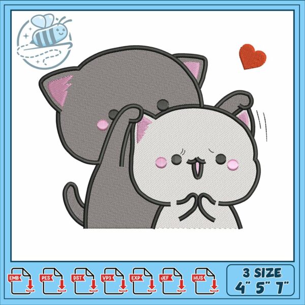 Cute cat design embroidery, cute mochi cat​ embroidery