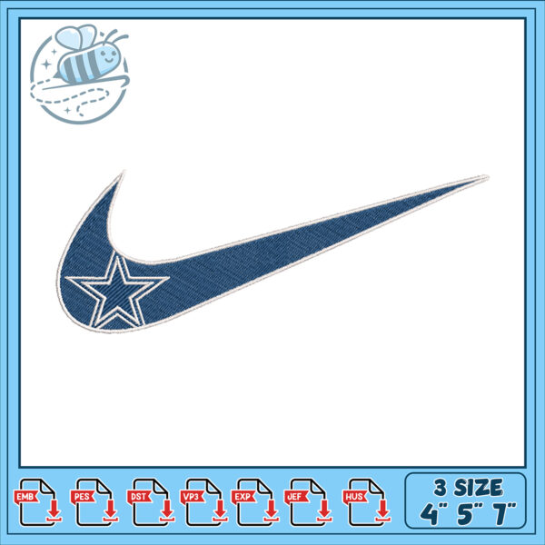 Dallas Cowboys Nike Swoosh Embroidery Design