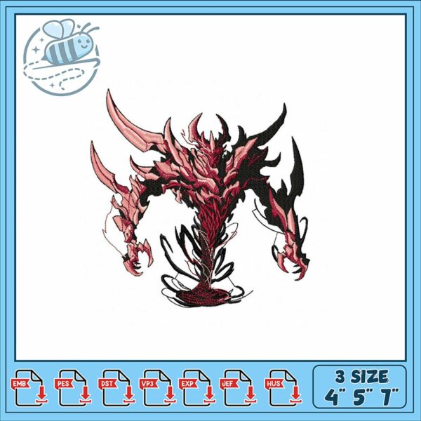 Dark Fantasy Embroidery Design in Three Sizes