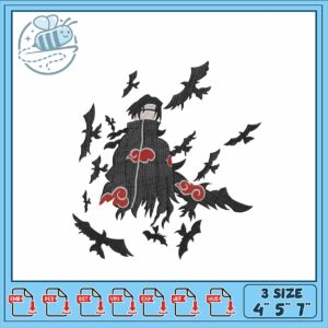 Dark Figure with Bats Embroidery Design Downloadable Art