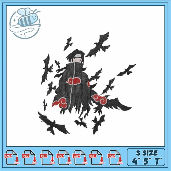 Dark Figure with Bats Embroidery Design Downloadable Art