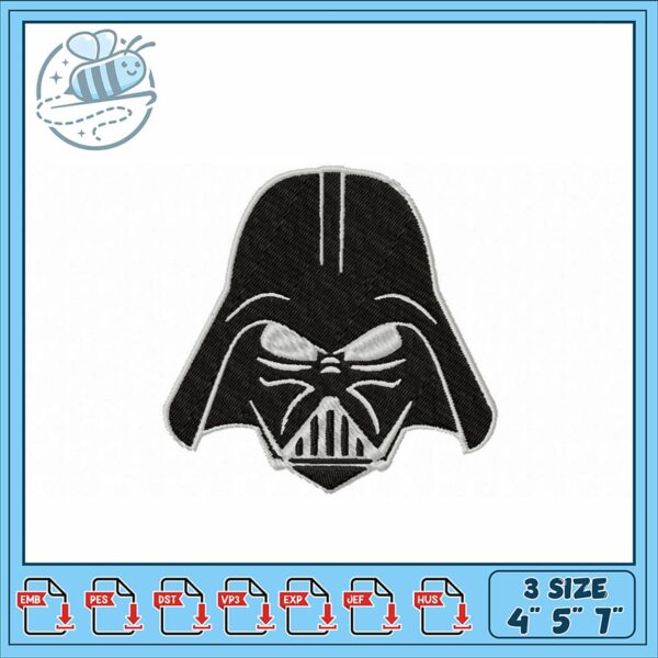 Darth Vader Embroidery Design for All Projects 4x5x7