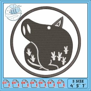 Deadly sins pig embroidery