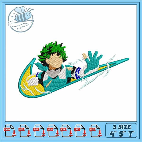 Deku Embroidery Design for Dynamic Projects 4 5 7 Inch