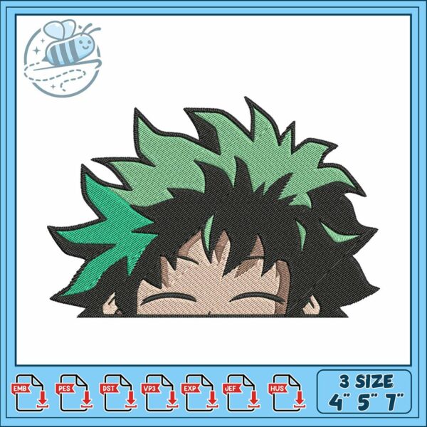 Deku peek design art embroidery, deku new haircut​ embroidery