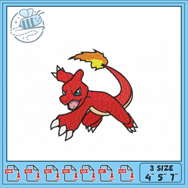 Delightful Embroidery Design of Fierce Red Dragon
