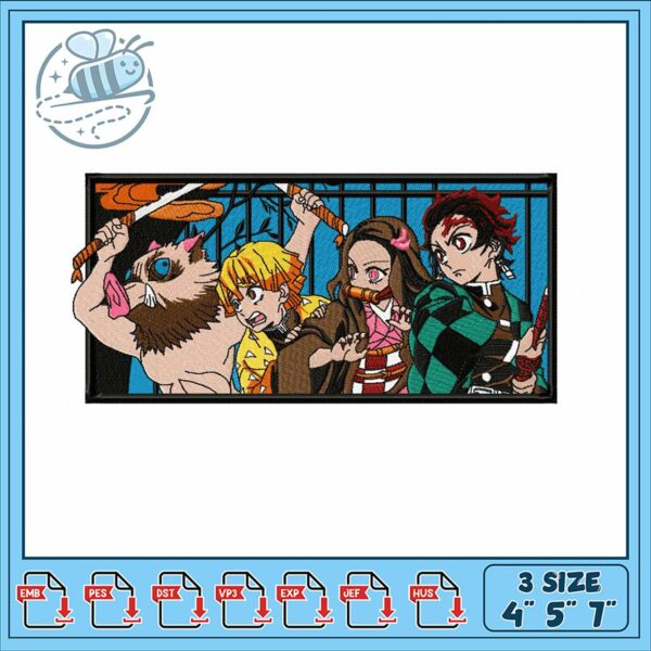Demon Slayer Inspired Embroidery Design for Crafts