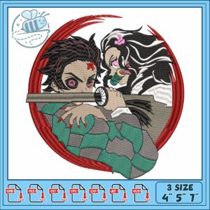 Demon tanjiro nezuko embroidery