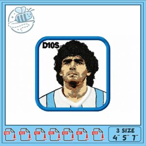 Diego Maradona Embroidery Design File Three Sizes
