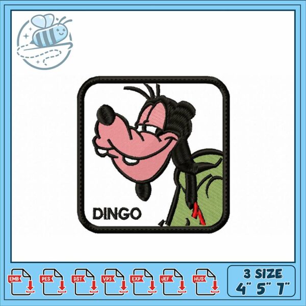 Dingo Cartoon Embroidery Design for Sew Projects