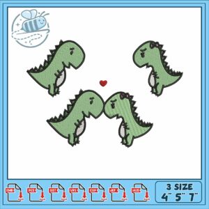 Dinosaur love cartoon embroidery