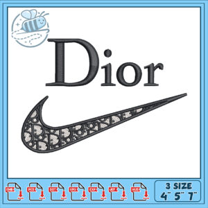 Dior Nike Embroidery Design 3 Sizes